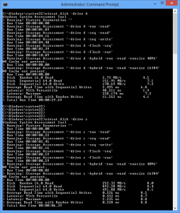 Windows Expirience Index via winsat for both drives