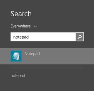 Search - Notepad on Windows 8.1